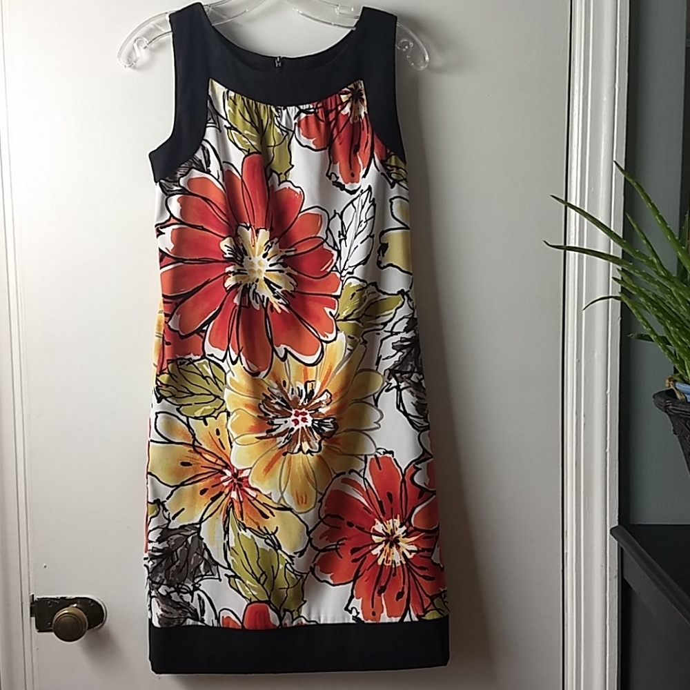 AB Studio Sleeveless Bold Floral Print Dress